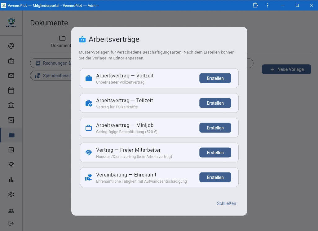 F&uuml;nf Arbeitsvertragsvorlagen