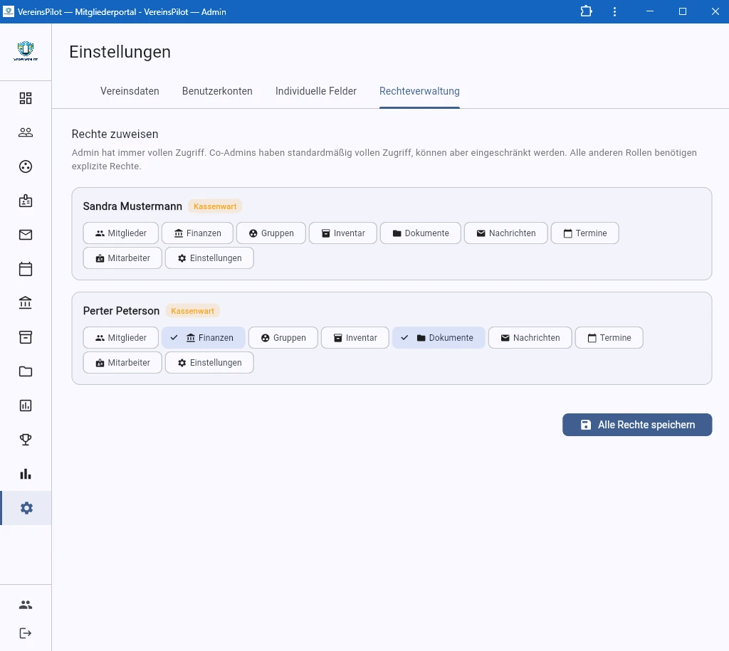 Granulare Berechtigungen pro Benutzer