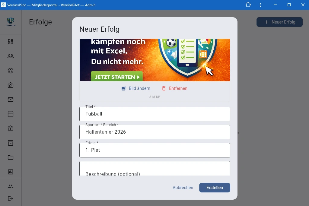 Ausgef&uuml;lltes Erfolgsformular mit Foto