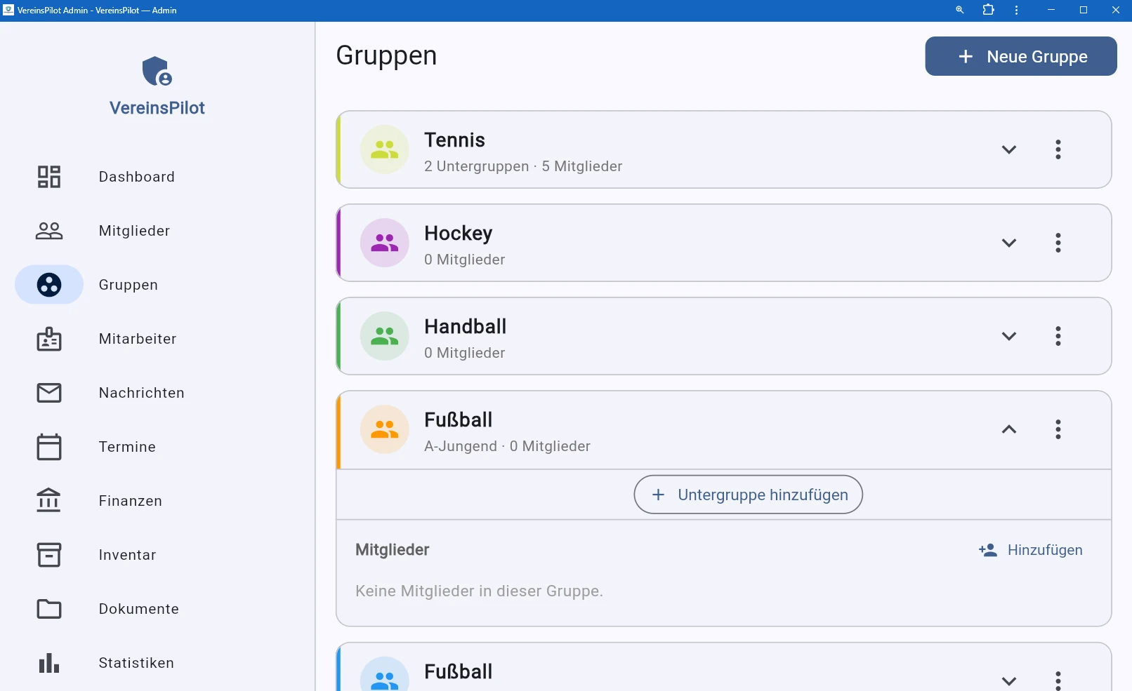 Gruppe aufklappen f&uuml;r Untergruppen und Mitglieder