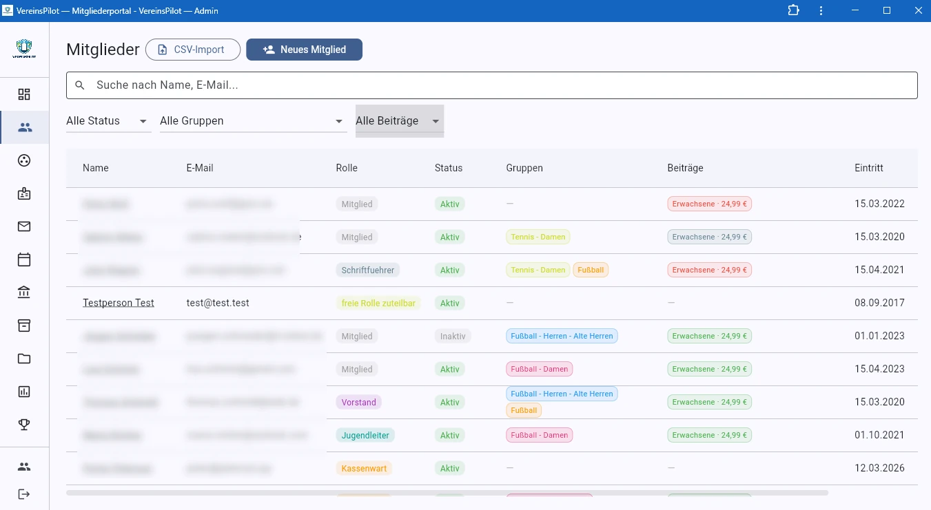 Neues Mitglied erscheint in der &Uuml;bersicht