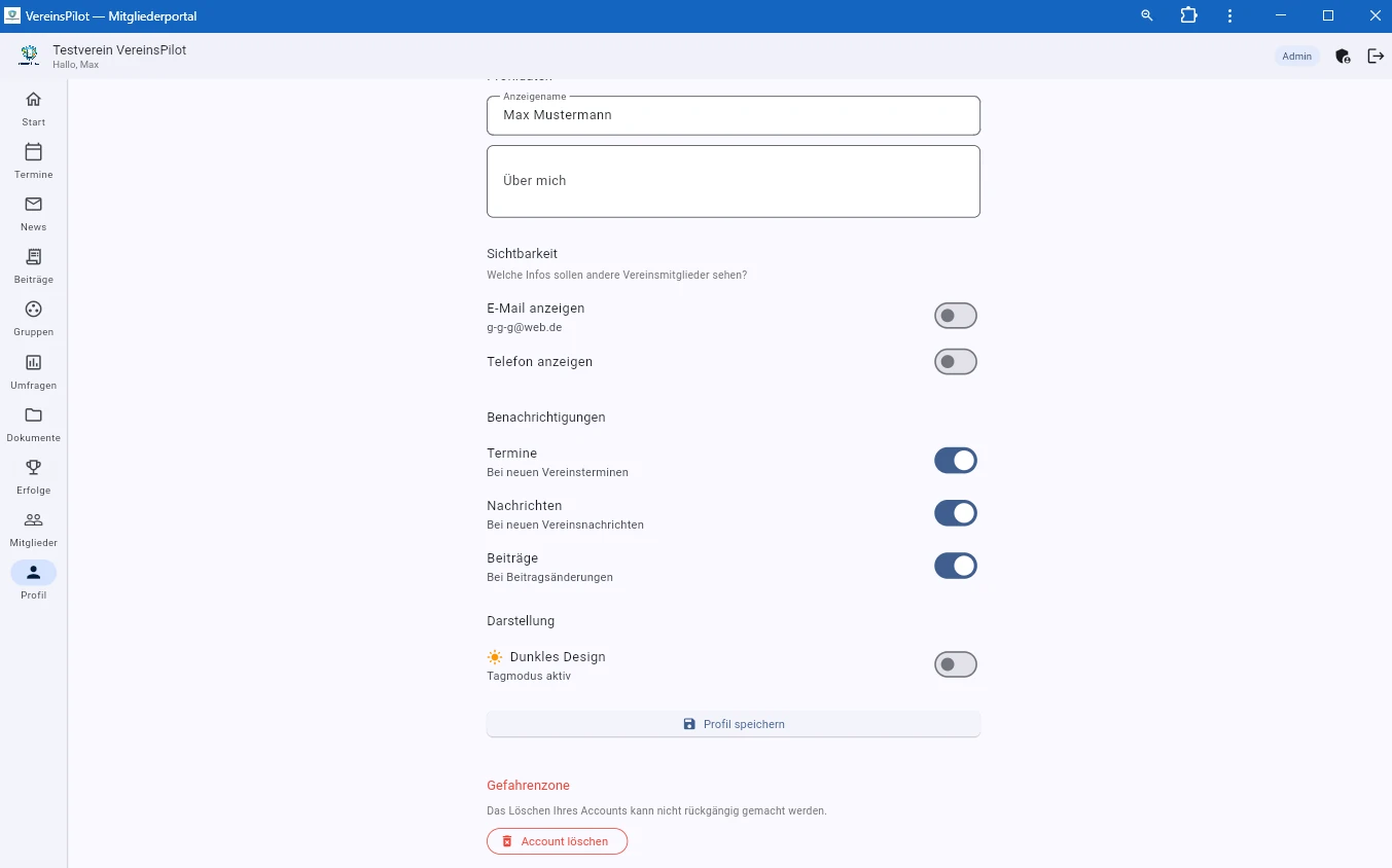 Gefahrenzone mit Account-L&ouml;schung
