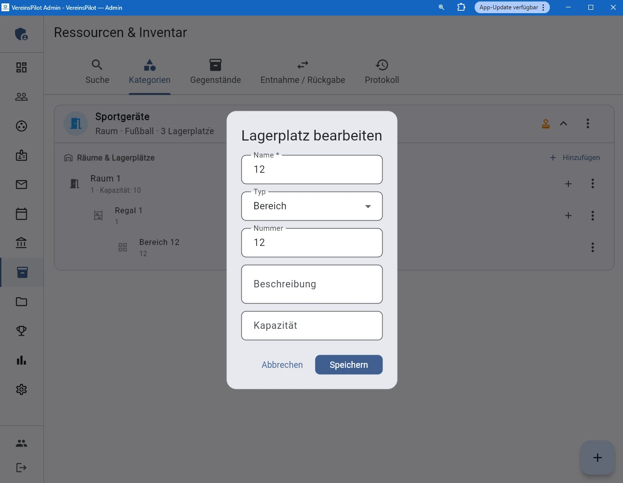 Lagerplatz konfigurieren