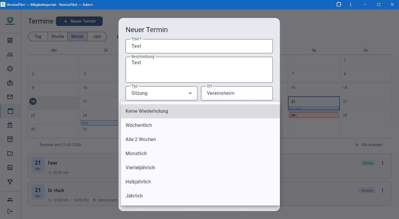 Wiederholungsregeln f&uuml;r Termine