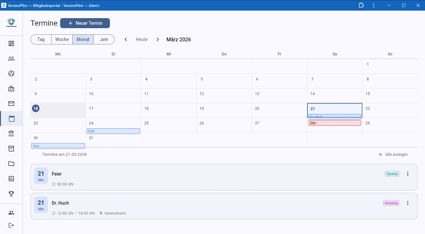 Neuer Termin erscheint im Kalender